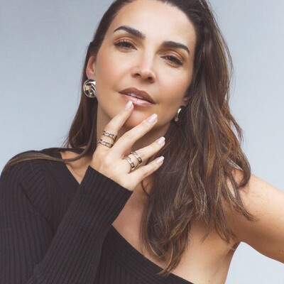 FotoBrinco ródio branco redondo abaulado e liso Nicole