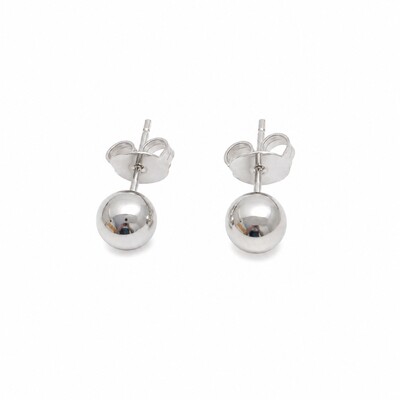 Foto Brinco ródio branco esferas lisas 1,3cm M