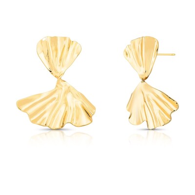 Foto Brinco dourado grande estilo leque liso orgânico