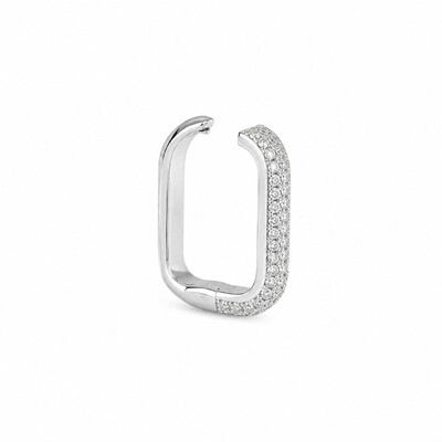 Foto Piercing ródio branco retangular cravejado zircônia cristal