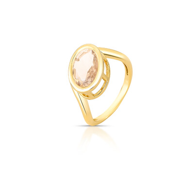 Foto Anel dourado cristal champanhe oval e fileira curva