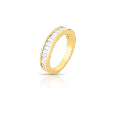 Foto Anel meia aliança baguetes cristal com banho de ouro 18k