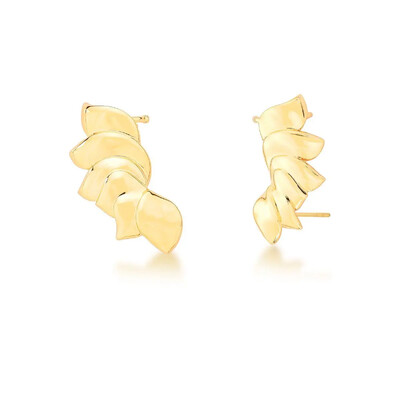Foto Brinco ear cuff dourado pétalas flor de lótus lisa