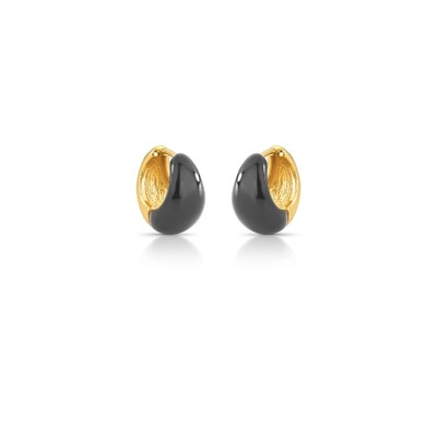 Foto Brinco argola dourada abaulada esmaltada black