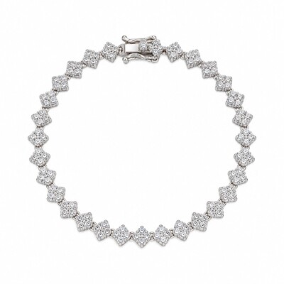Foto Pulseira ródio branco trevos cravejados estilo riviera inspired