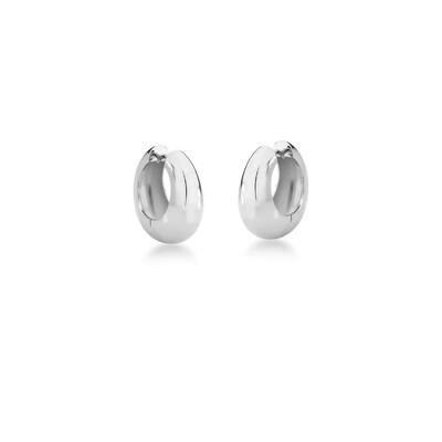Foto Brinco argola ródio branco abaulada lisa fecho click Celine M