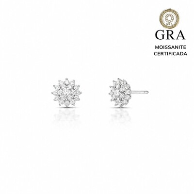 Foto Brinco prata 925 pedra MOISSANITE estilo chuveirinho 3mm 0,1ct