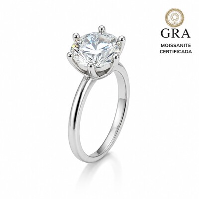 Foto Anel solitário prata 925 MOISSANITE 8mm 2ct