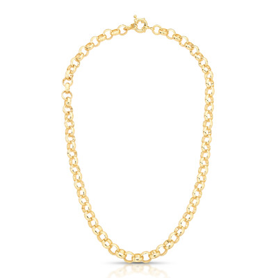 Foto Colar dourado elo português e fecho boia