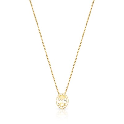 Foto Colar dourado com pingente oval citrino e zircônia cristal entorno