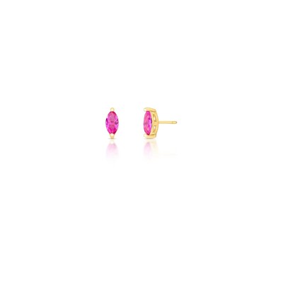 FotoBrinco dourado cristal rosa escuro no formato navete