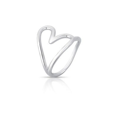 Foto Anel prata 925 coração de lateral vazado