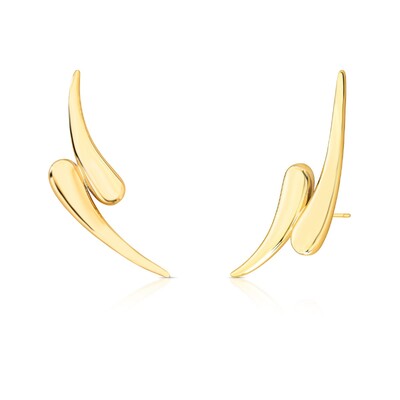 Foto Brinco ear cuff dourado duas gotas abauladas e curvas