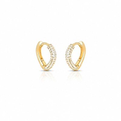 Foto Brinco argola triangular frente cravejada fecho click M