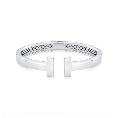 Foto Pulseira bracelete ródio branco T inspiração
