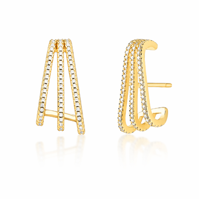 Foto Brinco ear hook dourado três voltas cravejado