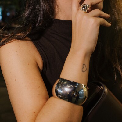 Foto Pulseira bracelete ródio branco MAXI Feu liso