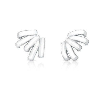 Foto Brinco ear cuff ródio branco lins 5 filetes lisos