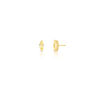 Foto Brinco dourado cristal citrino no formato navete