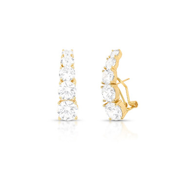 Foto Brinco ear hook dourado maxi zirconias ovais luxo