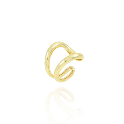 Foto Anel dourado regulável 2 linhas vazadas
