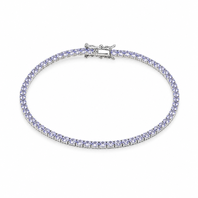 Foto Pulseira riviera ródio branco 4 pontas cristal lilas