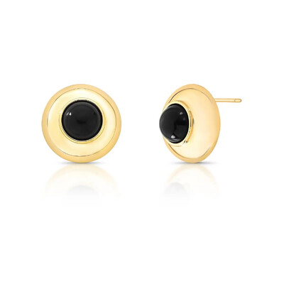 Foto Brinco dourado meia esfera lisa com resina black