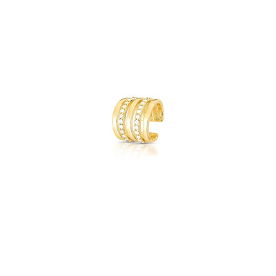 Foto Piercing dourado duas fileiras de zircônias e três lisas