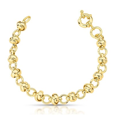 Foto Pulseira dourada elo trançado intercalado com fecho boia