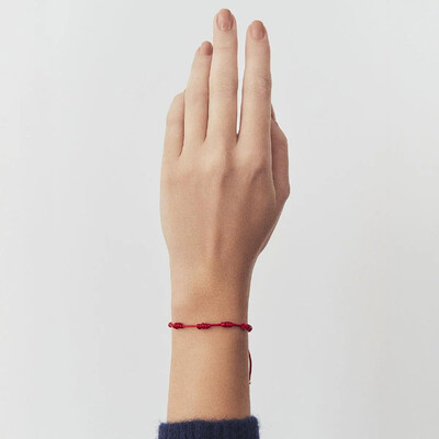 FotoPulseira 7 nós prata 925 trançada em fio encerado com esferas lisas