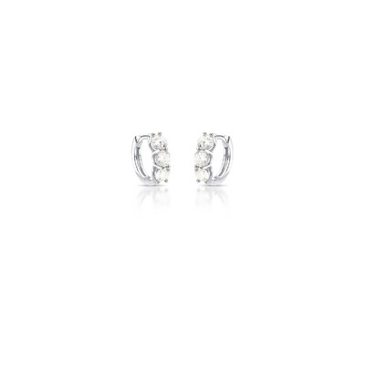 Foto Brinco argola prata 925MOISSANITE 3 pedras 4mm 1.8 quilates