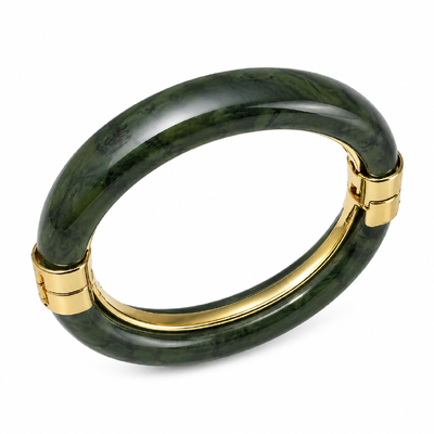 Foto Pulseira bracelete dourado de resina verde escuro mescla com dourado