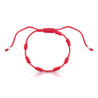 Foto Pulseira 7 nós prata 925 trançada em fio encerado com esferas lisas