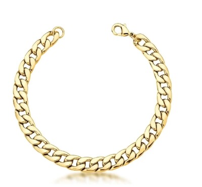 Foto Pulseira dourada elos groumet lisos fecho lagosta