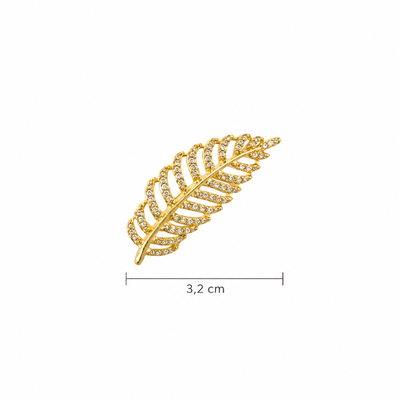 Foto Pingente broche dourado folha vazada cravejada