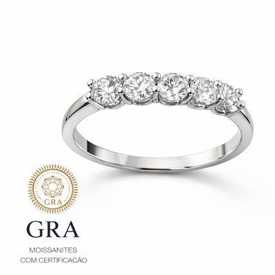 Foto Anel prata 925 meia aliança MOISSANITE 3mm 0,5quilates