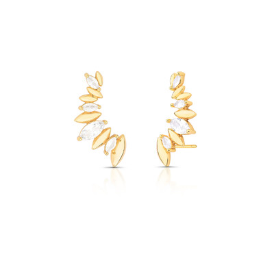 Foto Brinco ear cuff dourado 5 navete cristal e lisos