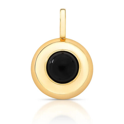 Foto Pingente dourado meia esfera lisa com resina black fecho click ( colar não incluso)