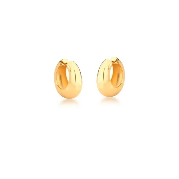 Brinco argola dourada abaulada lisa fecho click Celine M
