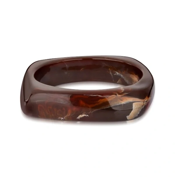 Pulseira bracelete quadrado resina marrom