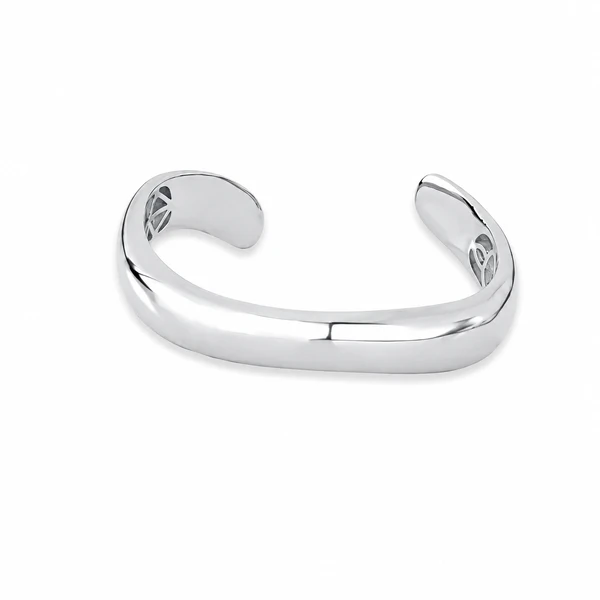 Pulseira bracelete ródio branco liso drop curve