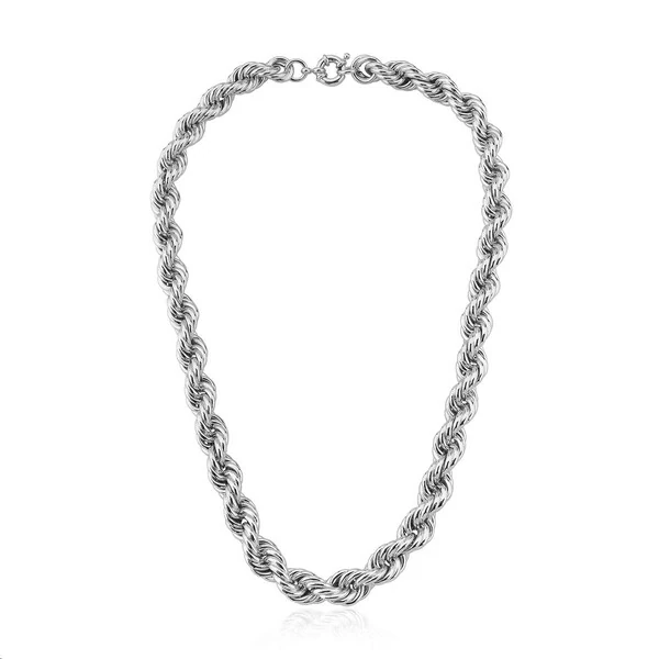 Colar ródio branco cordão baiano 9mm fecho boia 45cm