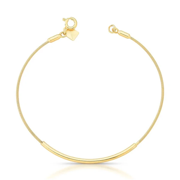 Pulseira dourada maleável lisa em malha rabo de rato