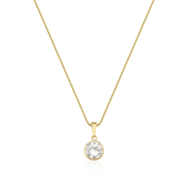 Colar dourado pingente ponto de luz cristal