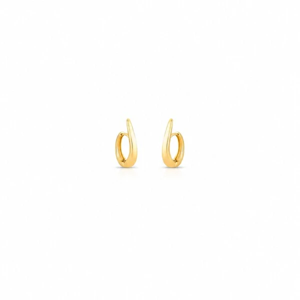 Brinco dourado argola formato anzol com fecho click P