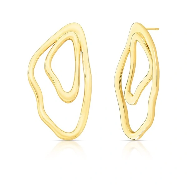 Brinco dourado orgânico vazado liso MAXI