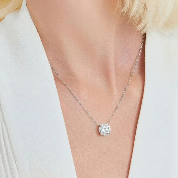 Colar prata 925 ponto de luz MOISSANITE pedra 10mm 4 quilates
