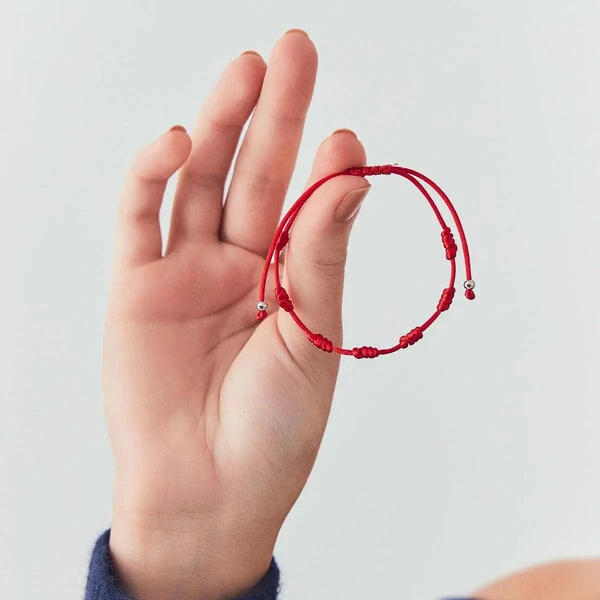 Pulseira 7 nós prata 925 trançada em fio encerado com esferas lisas