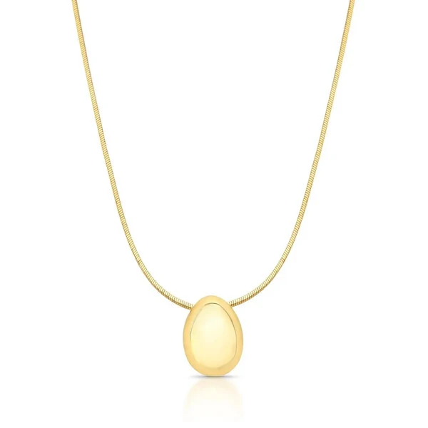 Colar dourado com pingente liso em formato de gota abaulada