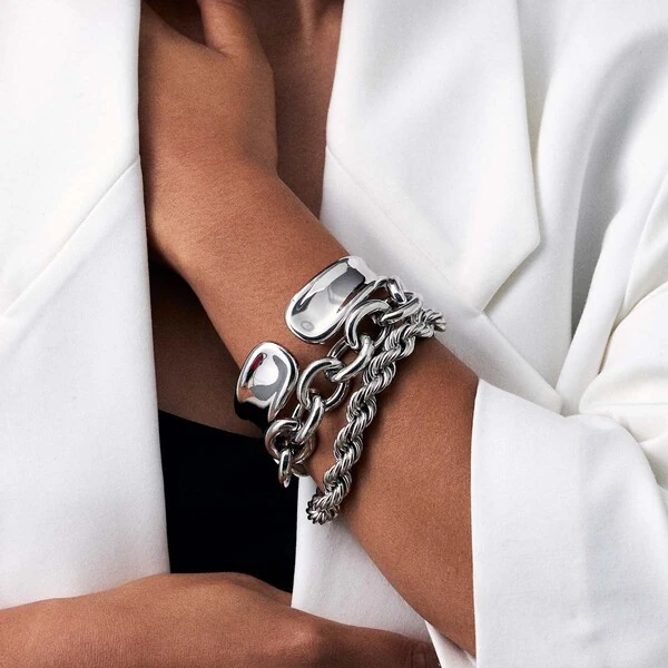 Pulseira ródio branco cordão baiano 9mm fecho boia